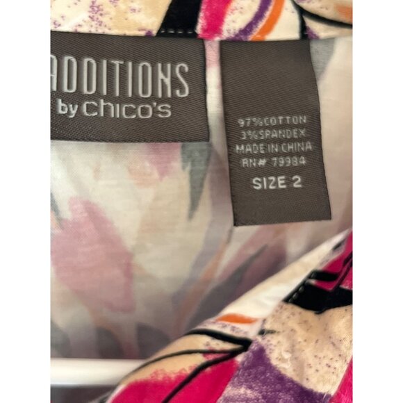 Additions By Chicos Button-Up Floral Jacket Size 2 Multicolor Cotton/Spandex - Picture 9 of 9